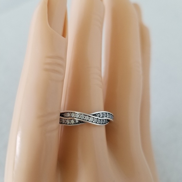 Sterling Silver Eternity Braided Pave Band - Picture 8 of 8